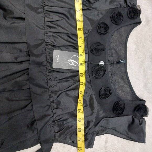 B.Young Women's Black Sleeve Dress with Floral Trim Neck Size M - Picture 3 of 9